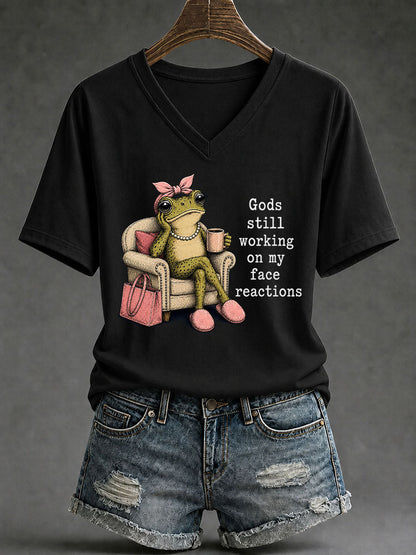 Women's Frog Christ Print Casual T-Shirt