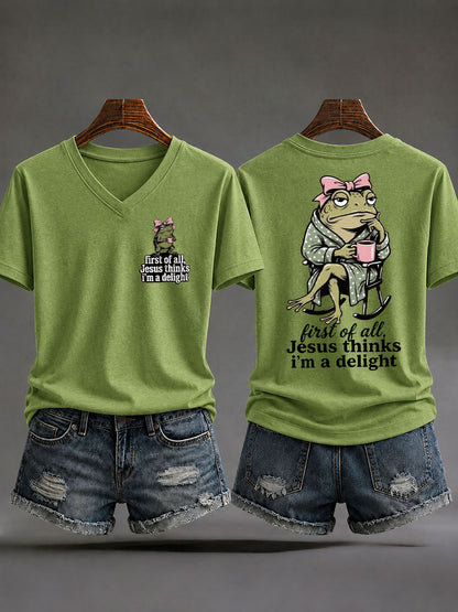 Women's 'Jesus Thinks I'm A Delight' Printed Casual T-Shirt