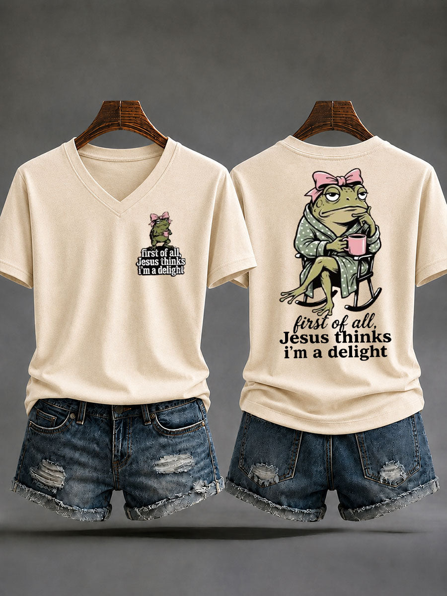Women's 'Jesus Thinks I'm A Delight' Printed Casual T-Shirt