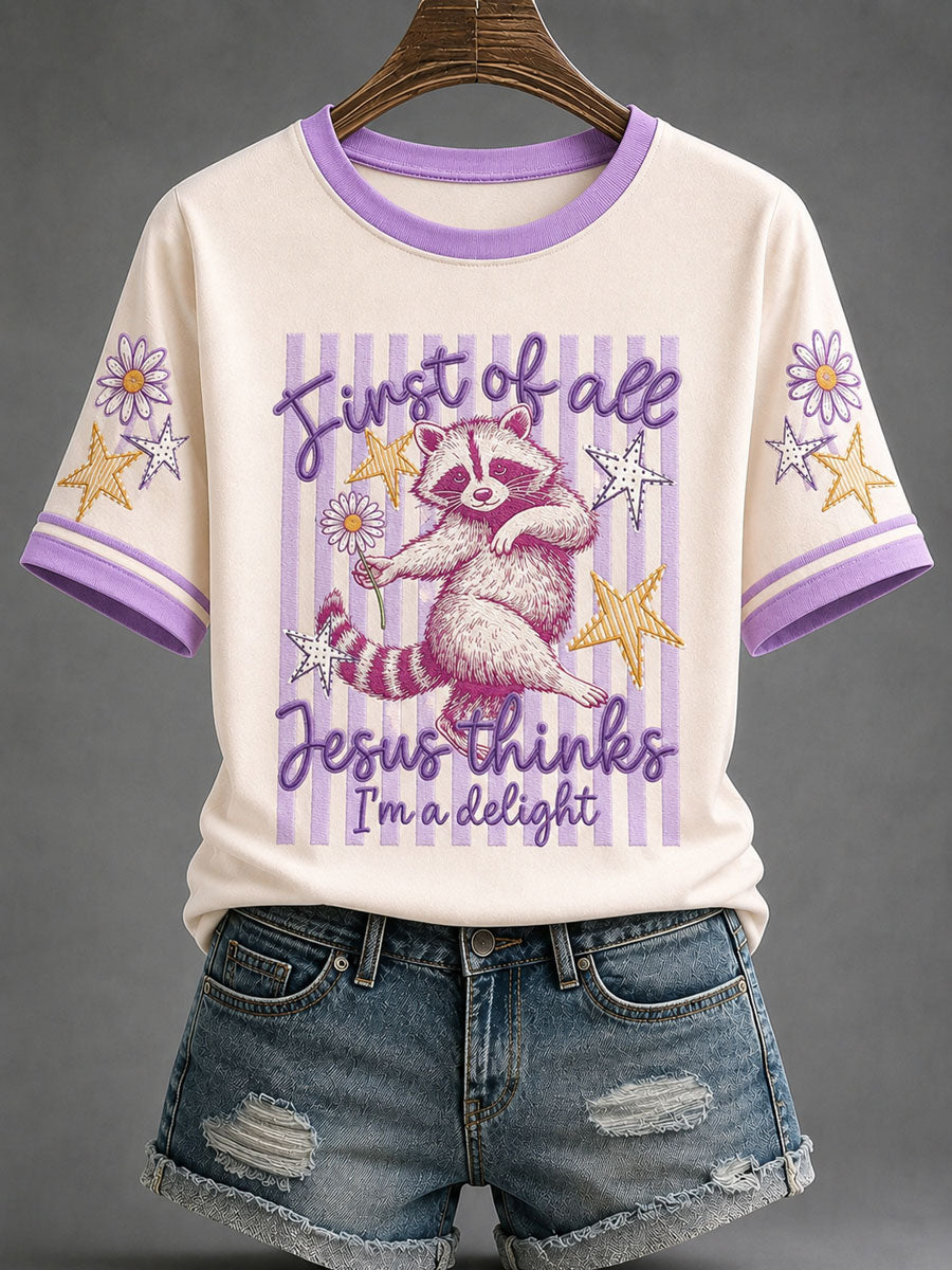 Women's 'Jesus Thinks I'm A Delight' Printed Casual T-Shirt