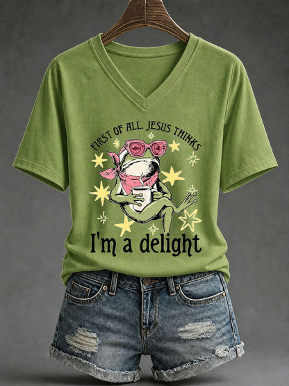 Women's 'Jesus Thinks I'm A Delight' Printed Casual T-Shirt
