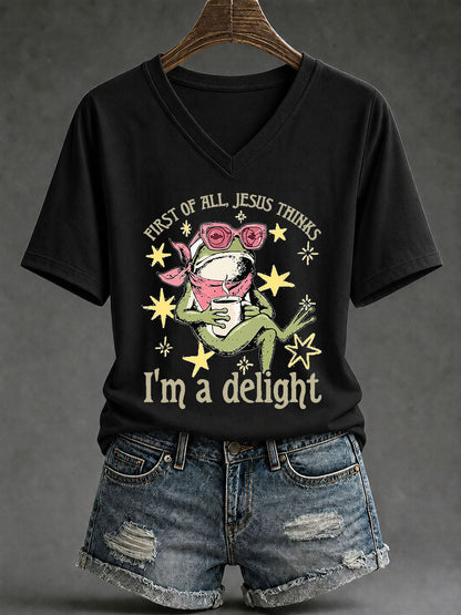 Women's 'Jesus Thinks I'm A Delight' Printed Casual T-Shirt