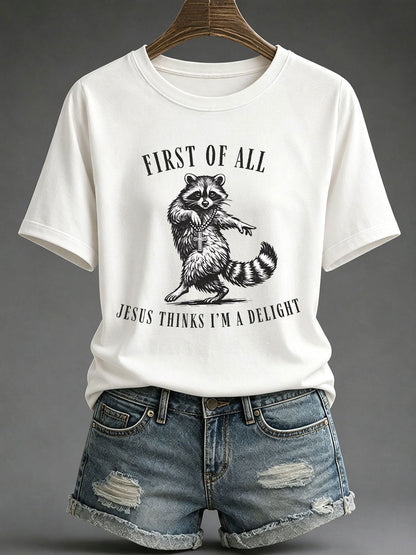 Women's 'Jesus Thinks I'm A Delight' Printed Casual T-Shirt