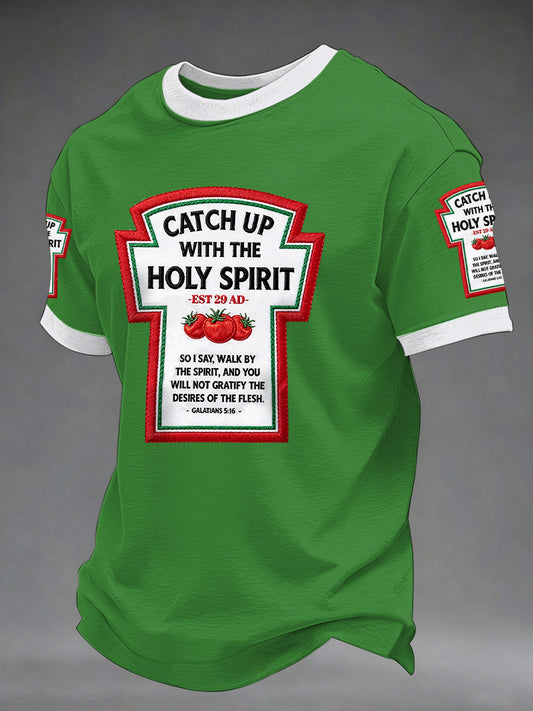 Men's Catch Up With Jesus Print Casual Tee