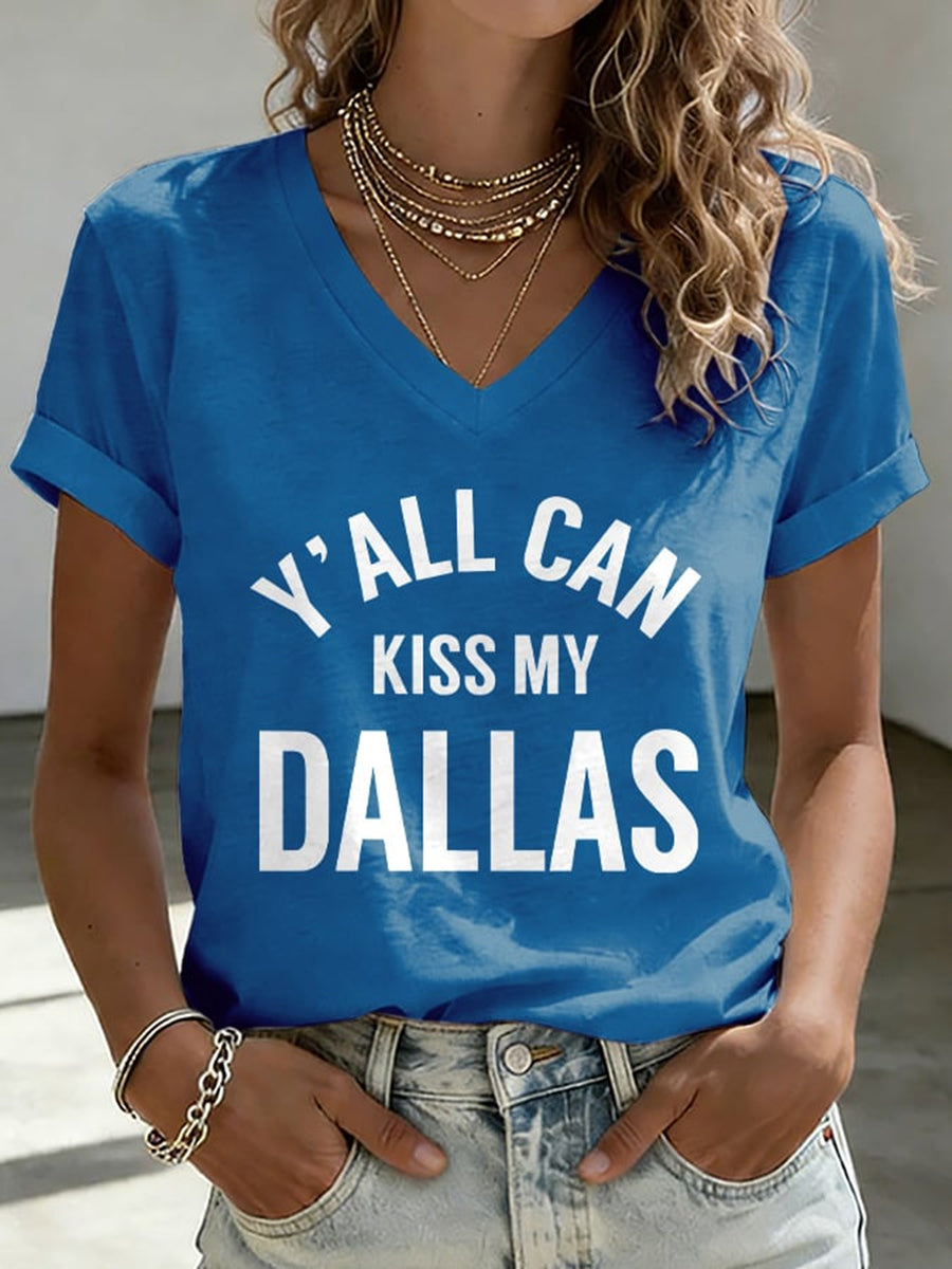 Women's Retro Y'all Can Kiss My Dallas Print T-Shirt