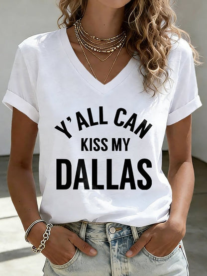 Women's Retro Y'all Can Kiss My Dallas Print T-Shirt