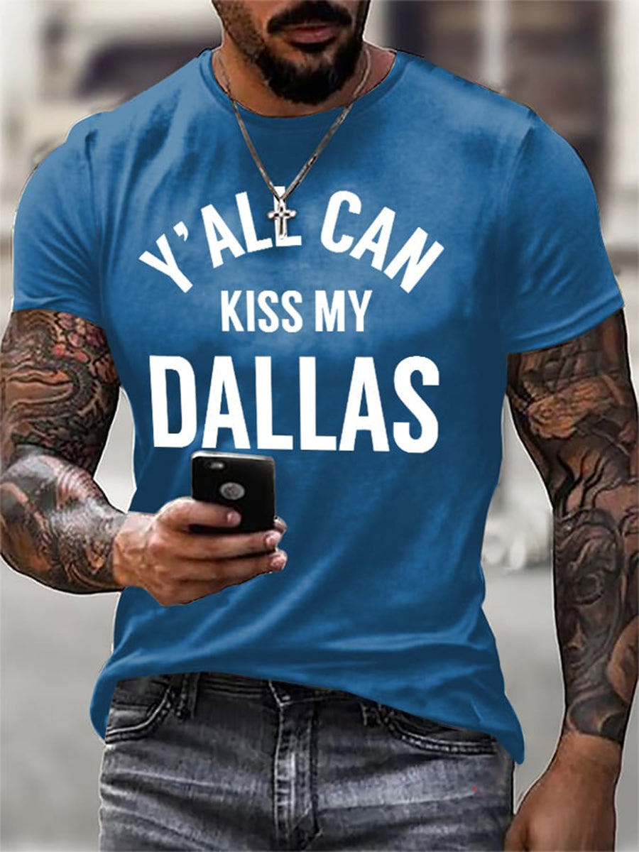 Men's Retro Y'all Can Kiss My Dallas Print T-Shirt