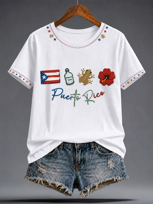 Women's Puerto Rico Pride Art Printed T-shirt