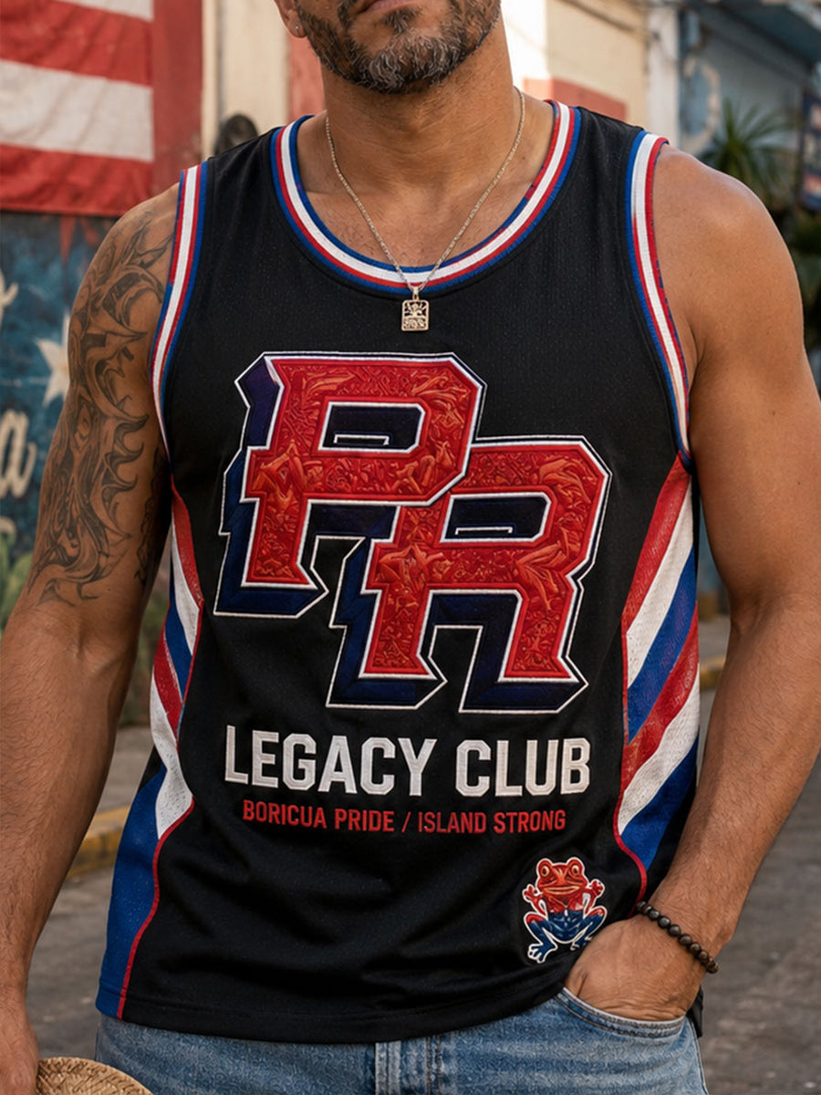 Men's Puerto Rico Floral Art Printed Tank Tops