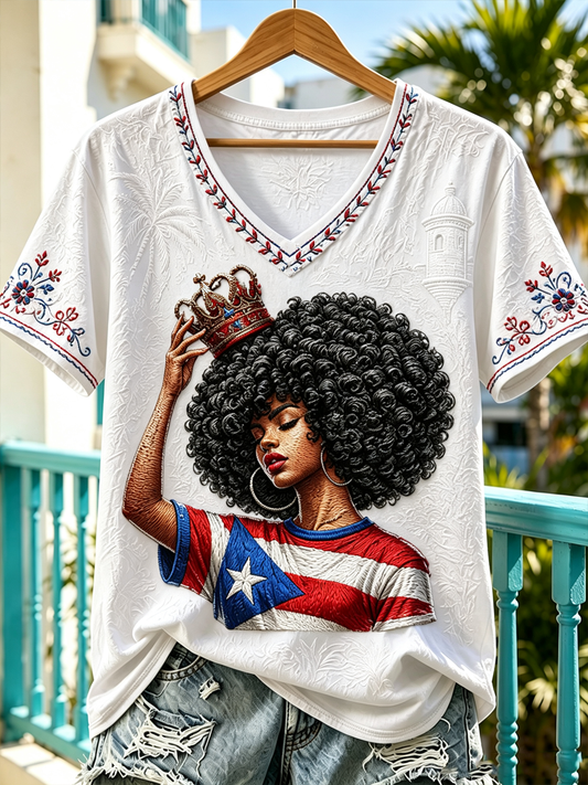 Women's Puerto Rico Printed short-sleeved T-shirt
