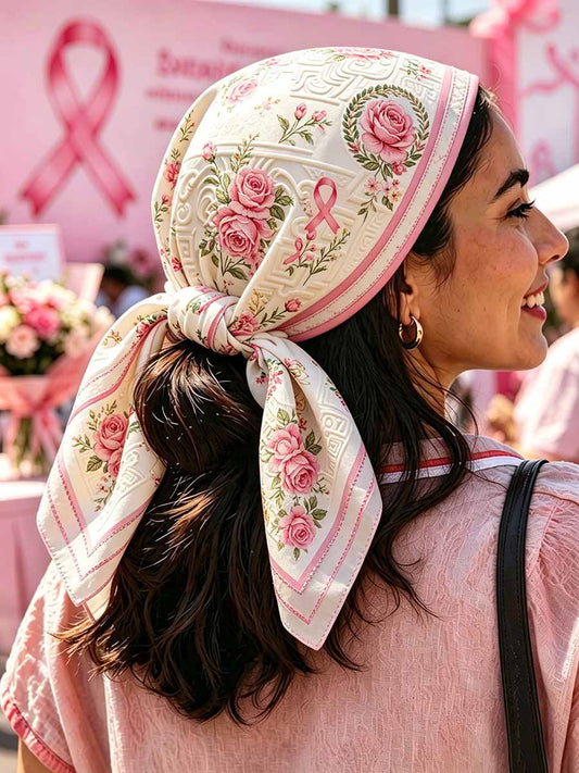 Women's Fashionable Breast Cancer Support Printed Headscarf