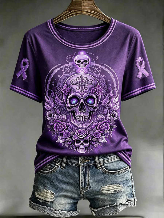 Women's Alzheimer's Support Pattern Printed T-Shirt