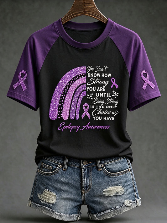 Women's Alzheimer's disease awareness pattern printed casual short-sleeve T-shirt