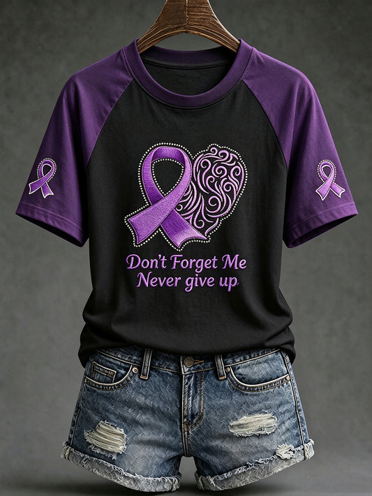 Women's Alzheimer's disease awareness pattern printed casual short-sleeve T-shirt