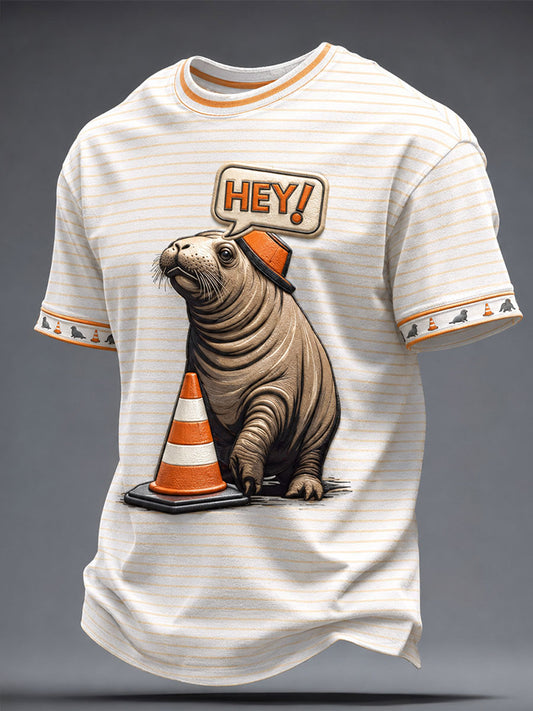 Men's Funny Neil The Seal Printed T-shirt