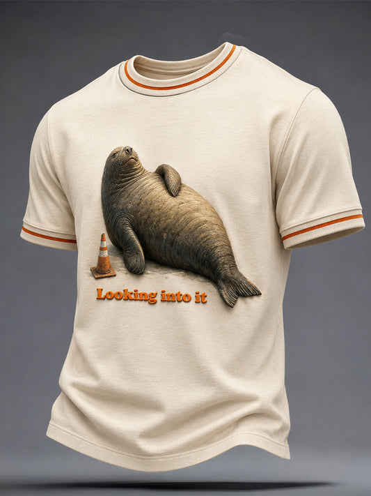 Men's Funny Neil The Seal Printed T-shirt