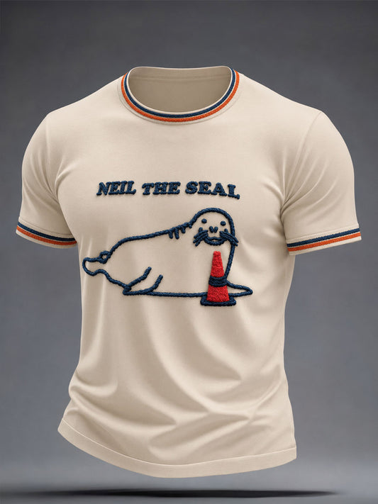Men's Funny Neil The Seal Printed T-shirt