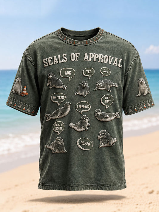 Men's Funny Neil The Seal Printed T-shirt