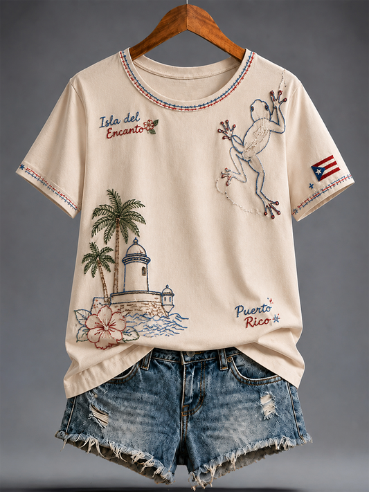 Women's Puerto Rico Printed short-sleeved T-shirt