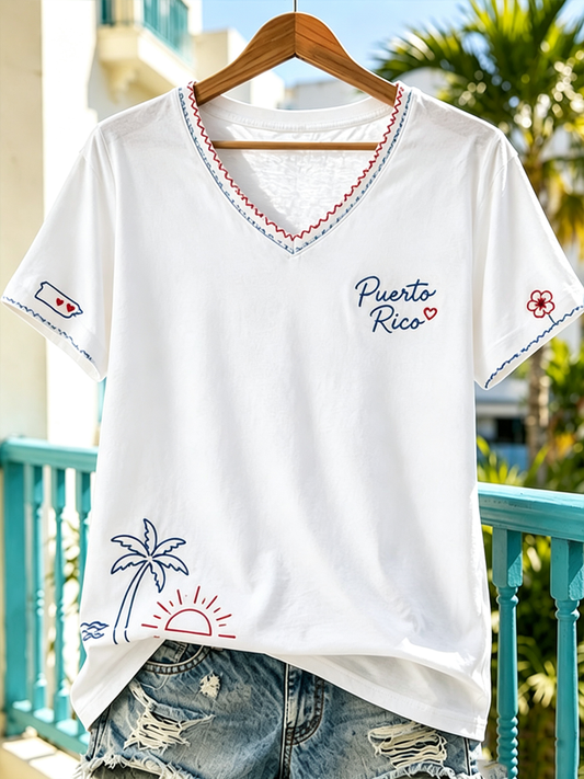 Women's Puerto Rico Printed short-sleeved T-shirt