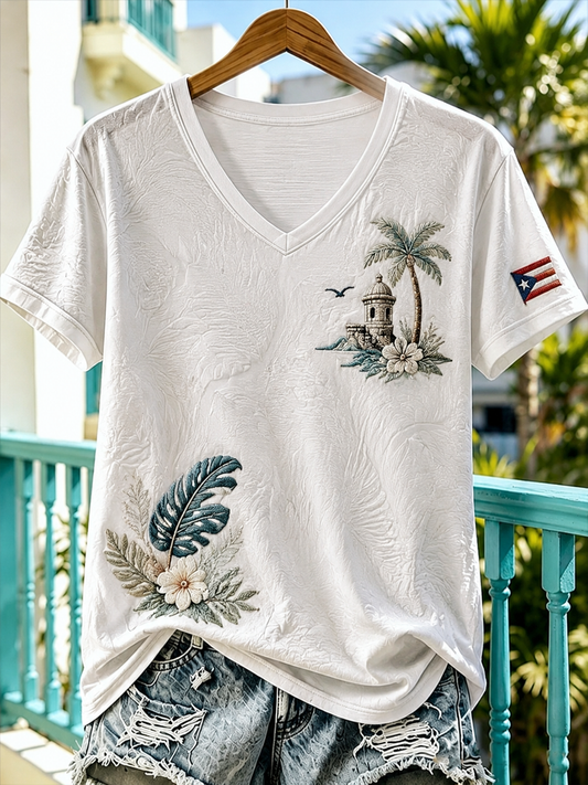 Women's Puerto Rico Printed short-sleeved T-shirt