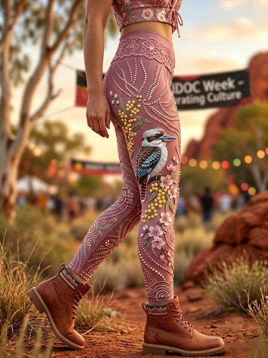 Women's AU Aboriginal Art NAIDOC Week Printed Sports Stretch Leggings