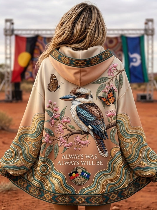 Women's AU Aboriginal Art NAIDOC Week Printed  Zip-Up Hoodie