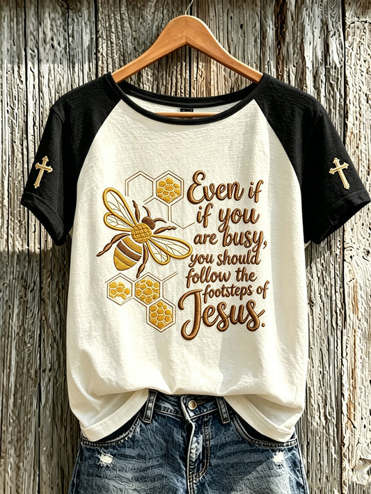 Women's Faith Slogan Pattern Printed Leisure Round Neck Short sleeve T-shirt
