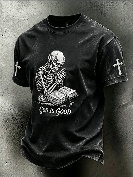 Men's Faith Slogan Pattern Printed Leisure Round Neck Short sleeve T-shirt