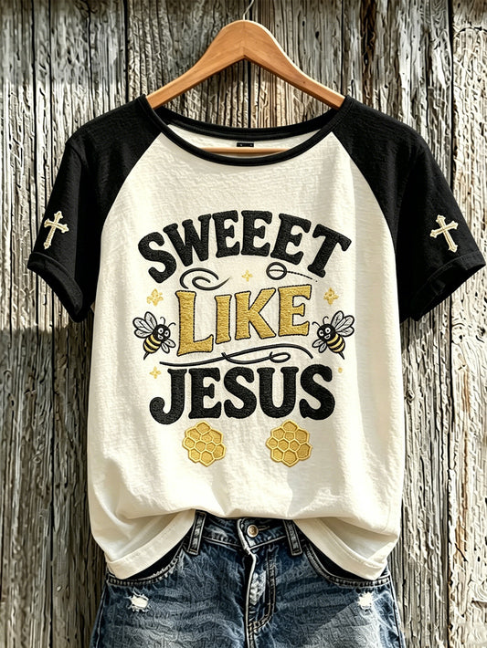 Women's Faith Slogan Pattern Printed Leisure Round Neck Short sleeve T-shirt