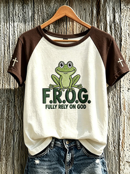 Women's Faith Pattern Printed Leisure Round Neck Short Sleeve T-shirt