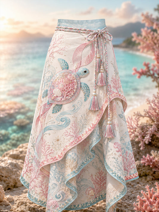 Women's Australian Breast Cancer Awareness Art Printed Irregular Skirt
