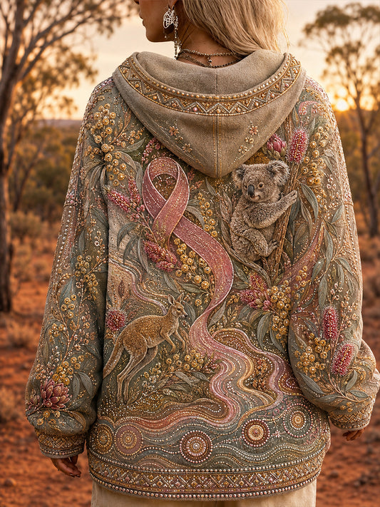 Women's Australian Breast Cancer Awareness Zip-Up Hoodie