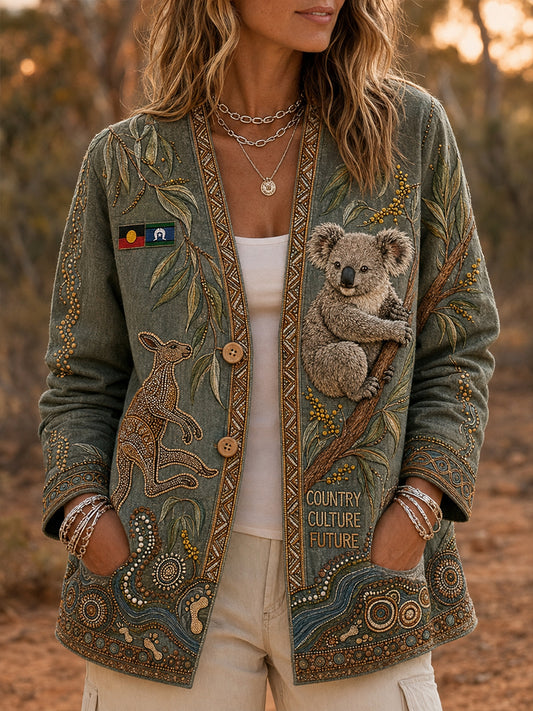 Women's Australian Naidoc Week Denim Casual Cardigan