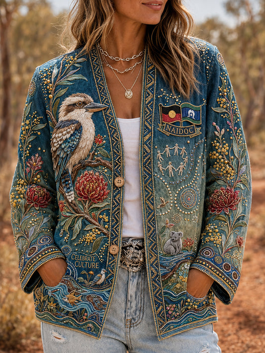 Women's Australian Naidoc Week Denim Casual Cardigan