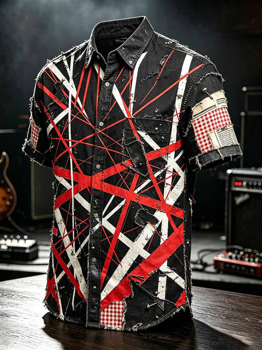 Men's Vintage Van Halen Print Casual Shirt