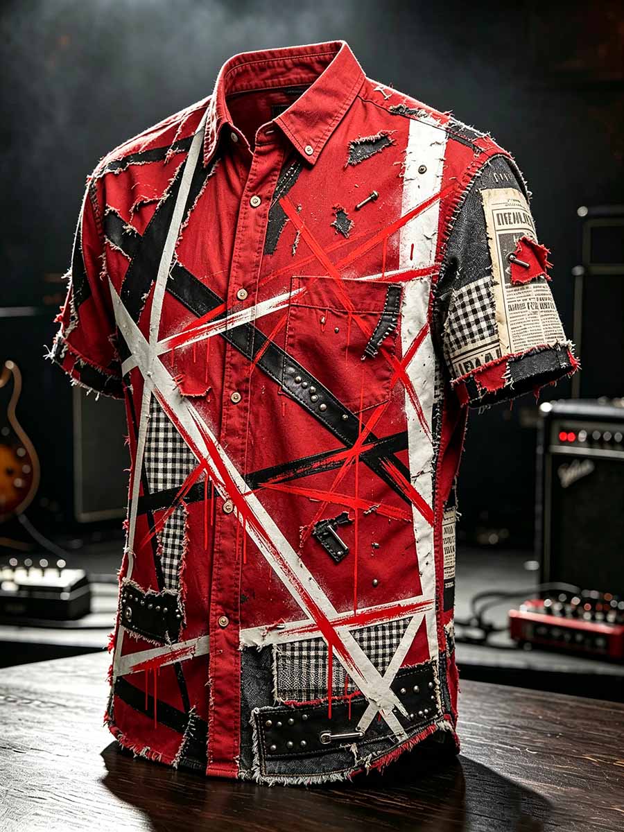 Men's Vintage Van Halen Print Casual Shirt