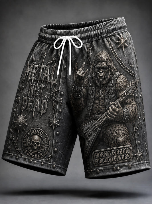 Retro Heavy Metal Bigfoot Casual Shorts