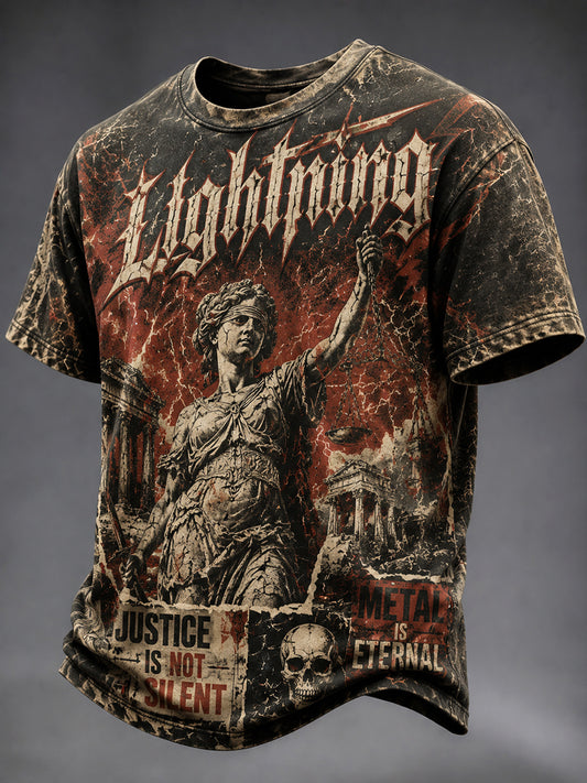 Retro Heavy Metal “Goddess of Justice” Casual T-Shirt