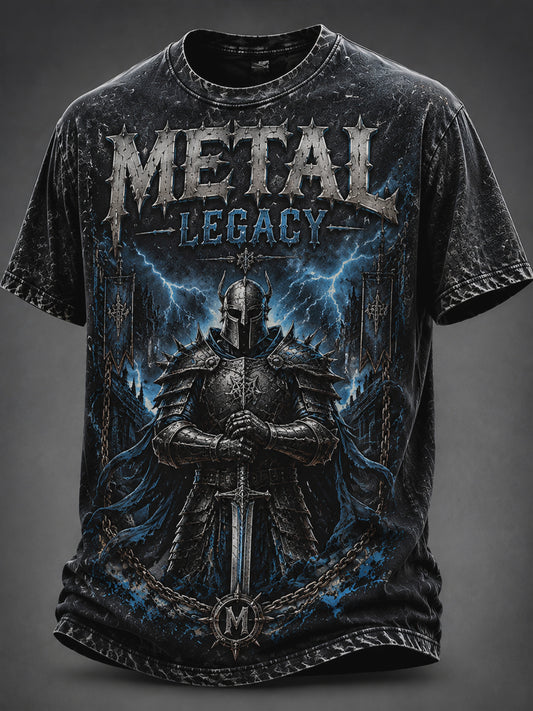 Vintage Washed Heavy Metal Rocker Casual T-Shirt