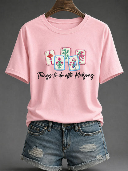 Women's Mahjong Print Casual T-Shirt