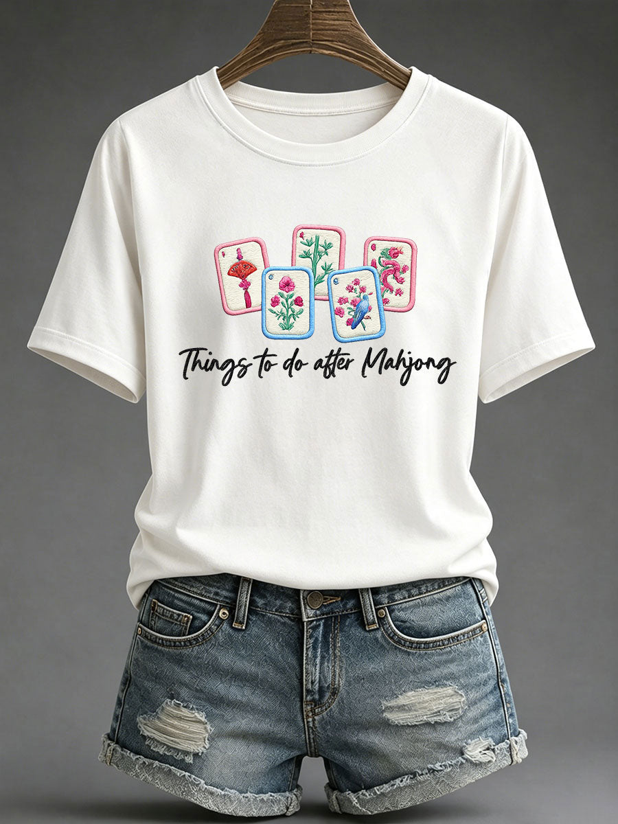 Women's Mahjong Print Casual T-Shirt