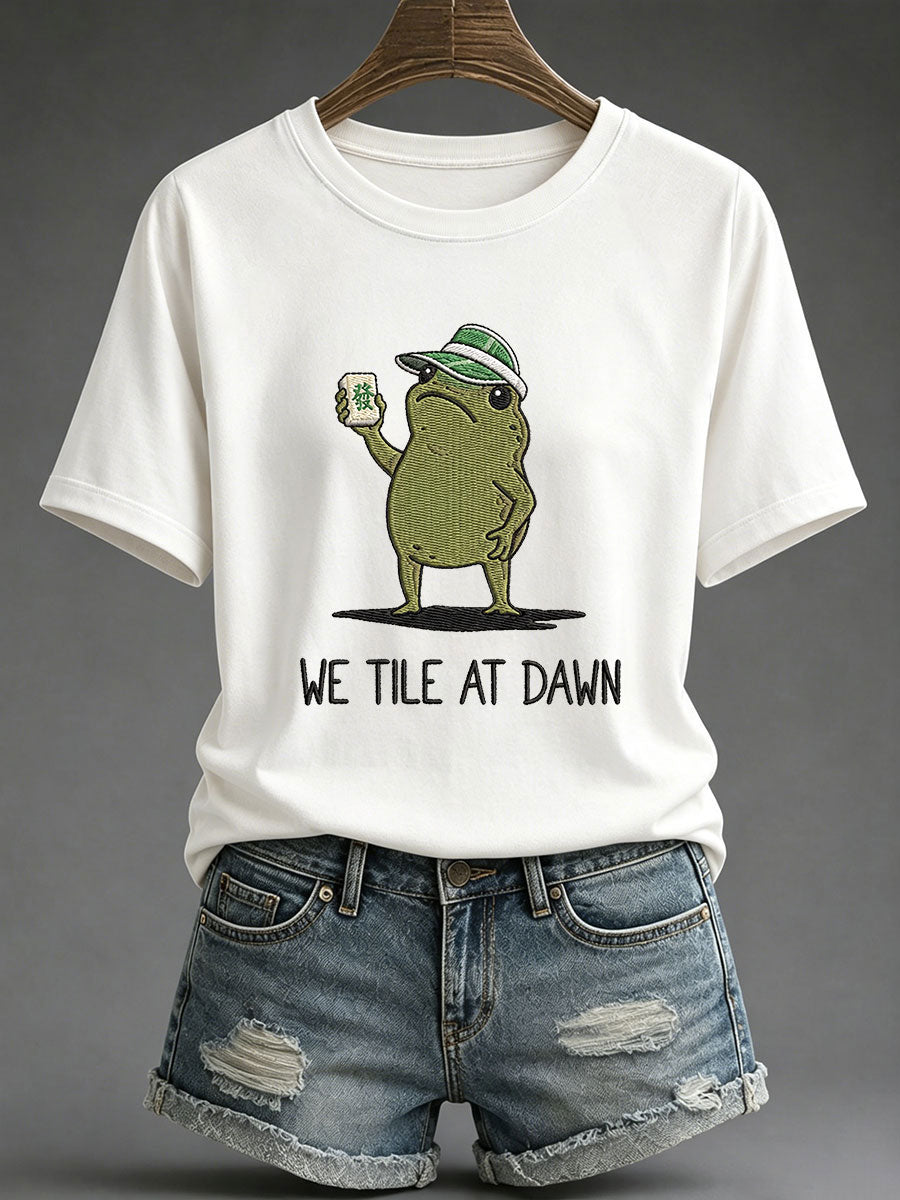 Women's We Tile At Dawn Mahjong Printed Casual T-Shirt