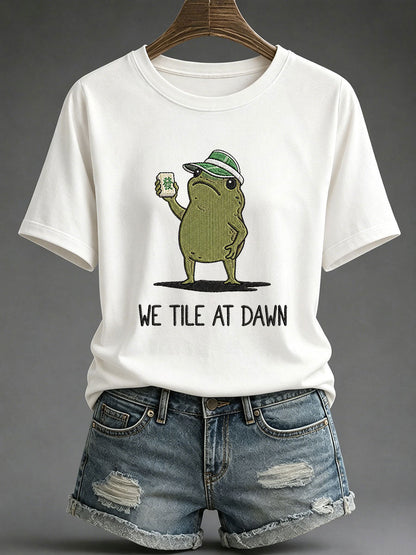 Women's We Tile At Dawn Mahjong Printed Casual T-Shirt