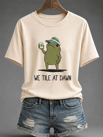 Women's We Tile At Dawn Mahjong Printed Casual T-Shirt