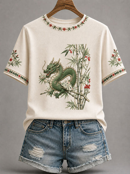 Women's Mahjong Print Casual T-Shirt
