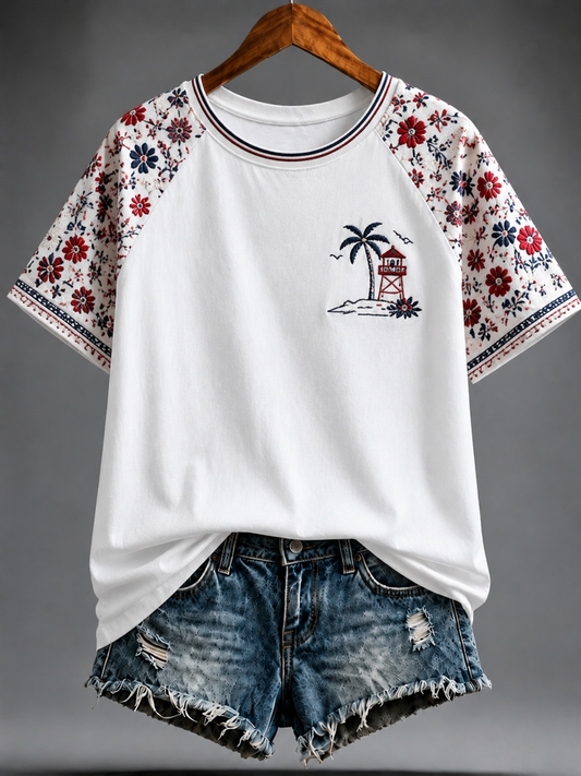 Women's Puerto Rico Printed round neck short sleeve T-shirt