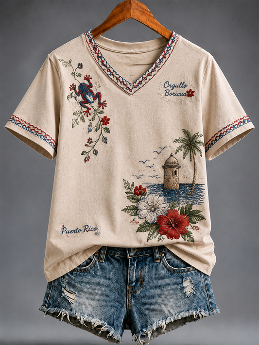 Women's Puerto Rico Printed short-sleeved T-shirt