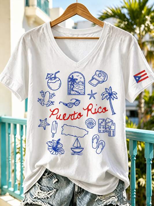Women's Puerto Rico Printed short-sleeved T-shirt