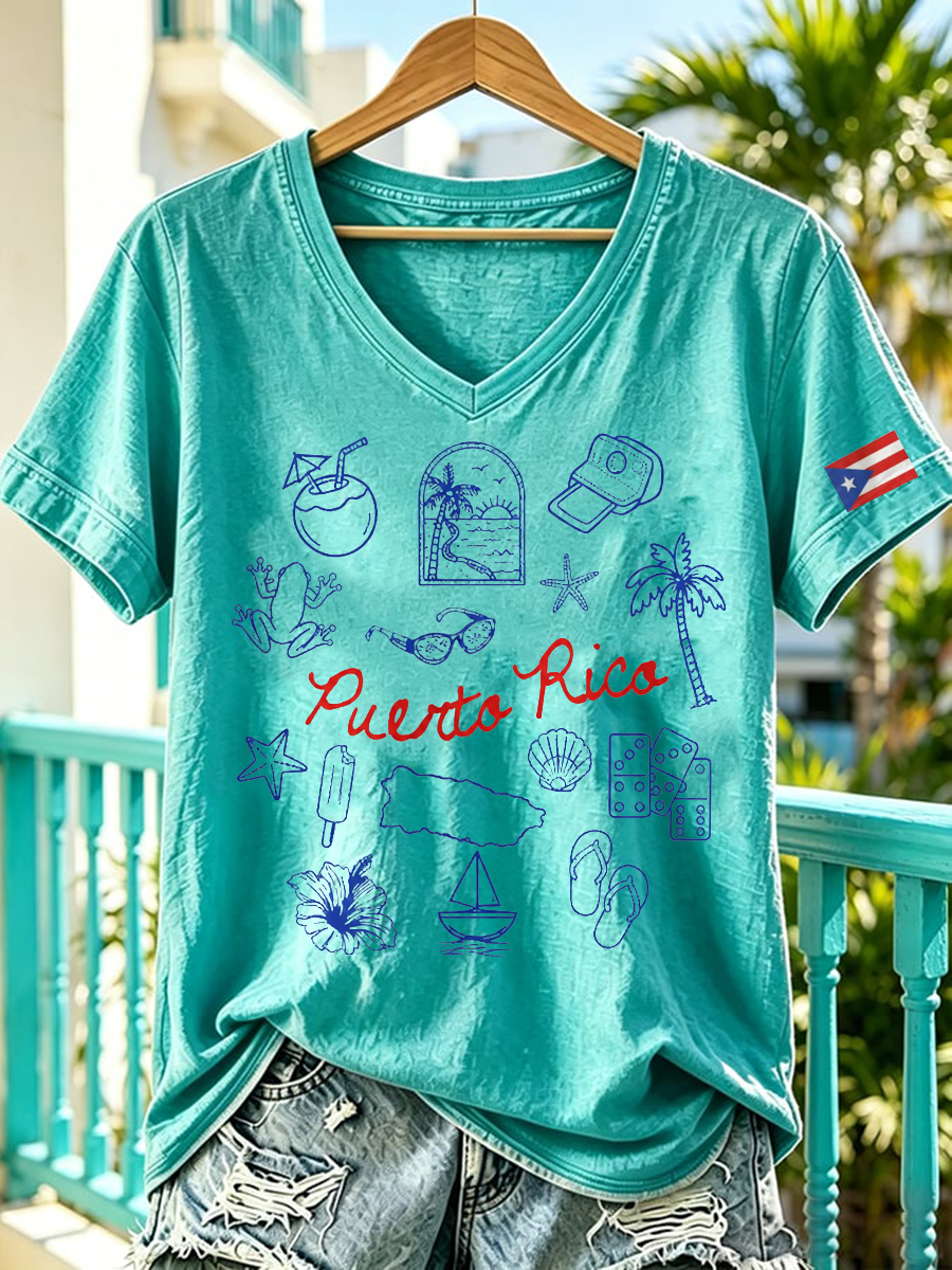 Women's Puerto Rico Printed short-sleeved T-shirt